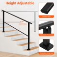 thumbnail image 3 of 5 Steps Adjustable Angle Outdoor Handrail, Wrought Iron Railing for Concrete Steps, Porch & Garden Stairs, Black Exterior Stair Handrail for 1-5 Steps, 3 of 7
