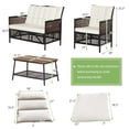 thumbnail image 4 of Costway 4PCS Patio Rattan Furniture Set Cushioned Chairs Wood Table Top W/Shelf, 4 of 9