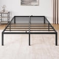 thumbnail image 1 of Cadre de Lit Grand en Métal de 14 Pouces, avec Rangement sous le Lit, Lit Plateforme Robuste avec Lattes en Acier, Base de Matelas Silencieuse, Aucun Sommier Requis, Assemblage Facile, Noir, 1 of 8