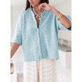thumbnail image 3 of FOCUSNORM Women Autumn Knit Cardigan Half Sleeve Round Neck Solid Color Button Up Knitwear, 3 of 7