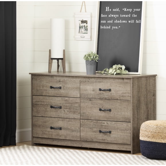 South Shore Tassio 6-Drawer Dresser for Adult, in Weathered Oak