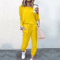 thumbnail image 4 of GZWYHT Sets for Women Long Sleeve Sets for Women Women Solid Color Long Sleeve Loose Long Pants 2 Set Lounge Sets for Women Track Suits for Women Set Yellow S, 4 of 4