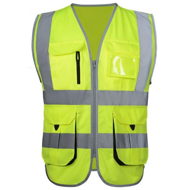 GOGO 10 Pockets High Visibility Safety Vest, Reflective Trim Safety Vest