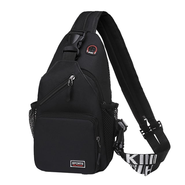 EGNMCR Zipper Lock Changeable Shoulder/Double Shoulder Strap Bag Messenger Backpack With Headphone Hole With 2 Side Mesh Pockets Strap Backpack Hiking Backp chest pack