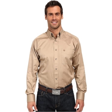 Ariat Solid Twill Classic Fit Shirt - Mens Long Sleeve Western Button-Down X-Large Khaki