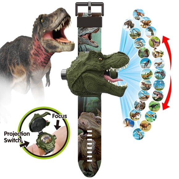 ABPWLY Montre Électronique de Projection pour Enfants avec 24 Images de Dinosaures Jouet Lumineux Amusant pour Tout-Petits et Cadeau de Maternelle Liquidation Jouets Canada Days Jouets d'Apprentissage Jouets