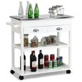 thumbnail image 1 of Costway Îlot de Cuisine à Roulettes Chariot en Acier Inoxydable Flip Table avec Tiroir Blanc, 1 of 10