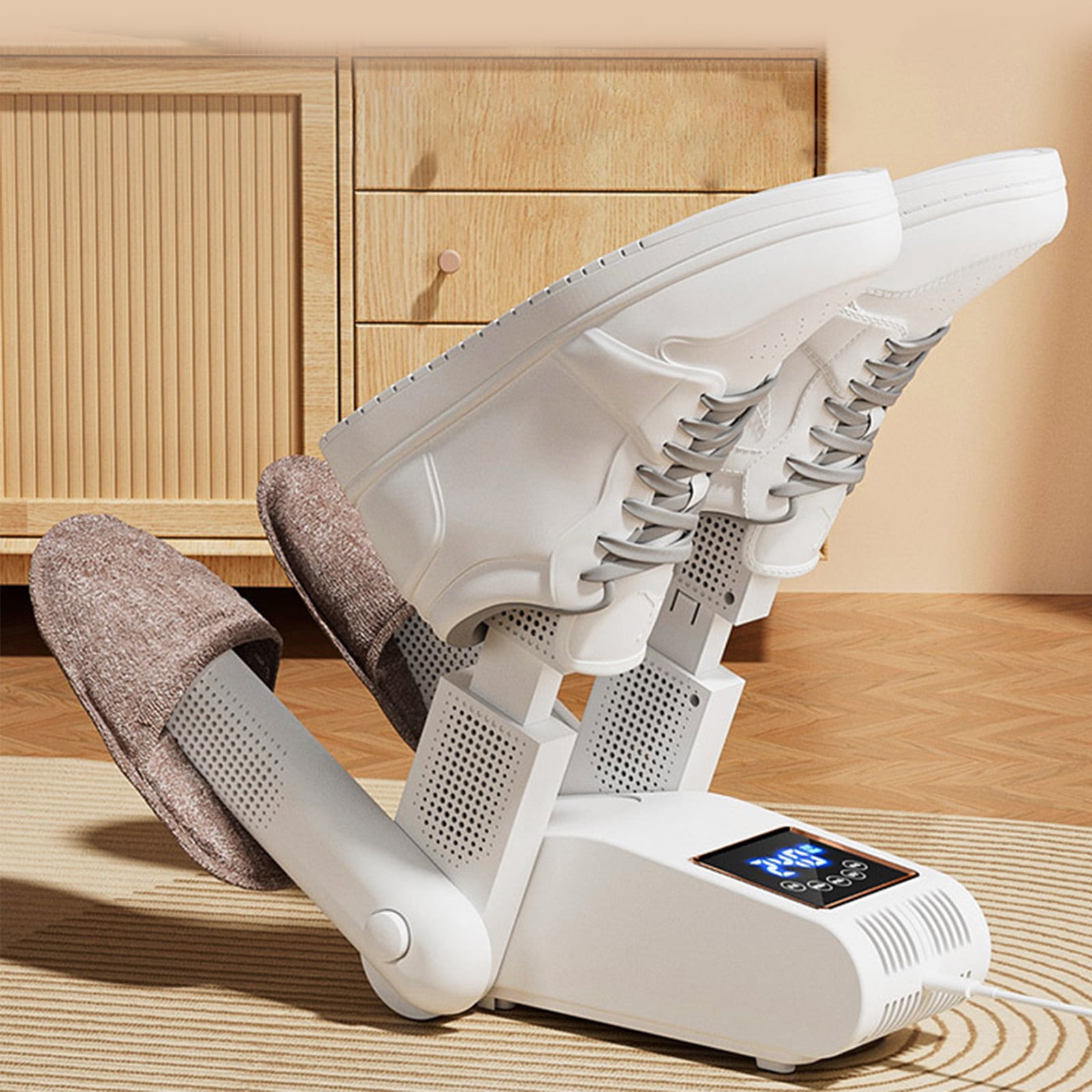 Sèche-chaussures électrique Pliable – Minuterie, UV + Ozone, Séchage Rapide 360° – Blanc