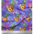 thumbnail image 1 of Soimoi Purple Poly Georgette Fabric Lily & Pine Fruits Decor Fabric Printed Yard 52 Inch Wide, 1 of 3