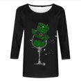 thumbnail image 4 of Besolor T-Shirts de la Saint-Patrick pour Femmes Imprimé Col Rond Manches 3/4 Tunique Décontractée Blouse d'Été Ample, 4 of 4
