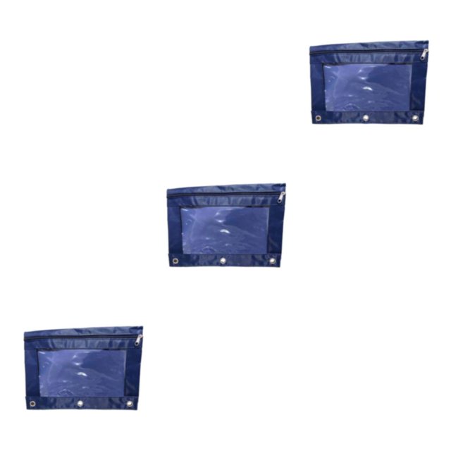 Dalazy Practical Office Supplies Stylish Zippered Document Pouch Storing Files Navy Blue 3Set