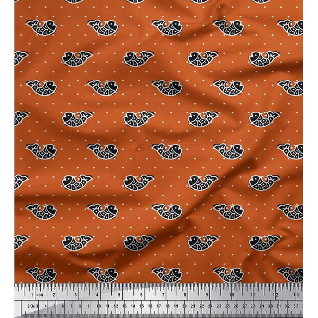 Soimoi Tissu en Poly Georgette Imprimé Poisson au Mètre 52 Pouces de Large