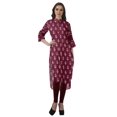 thumbnail image 3 of Moomaya Kurti en Coton à Col Mandarin pour Femmes, Longueur Genou, Imprimées, Robes Grande Taille, 3 of 6