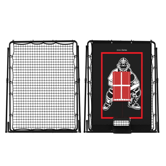 Équipement d'Entraînement pour Filets de Baseball – Filet de Lancer et de Rebond 2-en-1 5x3,7 Pi Ajustable avec Zone de Frappe – Entraîneur Portatif pour Cour Arrière pour Baseball/Softball – Cadeau Idéal pour Enfants et Ados