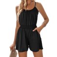 thumbnail image 2 of Timegard Combinaisons Courtes pour Femmes Col Rond Taille Élastique Combinaison Courte Décontractée Confortable Tenue de Couleur Unie, 2 of 9
