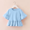 thumbnail image 2 of Plebaso Hauts de Robe pour Filles en Coton à Manches Courtes Évasées, Chemises à Volants pour Tout-Petits, Col Rond Décontracté, Blouse Mignonne pour Enfants, 2 of 7