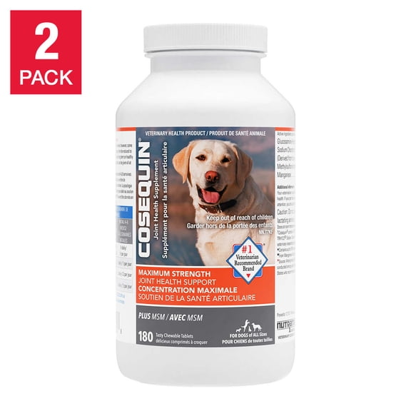 Cosequin DS Maximum Strength Plus MSM Joint Health Supplement for Dogs 180-count 2-pack