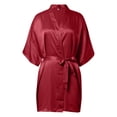 thumbnail image 5 of Lixiuxyad Women's Soft Long Satin Robes Long Silk Robes Full Length Robes Kimonos Silky Bath Robe Dressing Gowns Red, 5 of 5