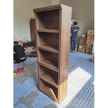 6-Tier Farmhouse Bookshelf - Tall Adjustable Bookcase with Anti-Tip, Mark-Resistant Floor Standing Storage for Home Office, Study, Living Room - Specs: Six-Tier, Color: Hand-Scraped Gray Caro