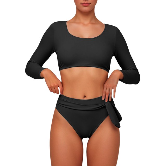 DGMIOCS Women's Bikini Set Plus Size Two Piece Black XL