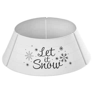 HOMCOM 26 Inch Metal Christmas Tree Collar, Xmas Tree Base Cover, White