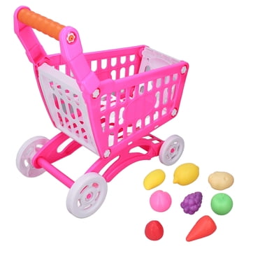 Kids Shopping Cart Set, Kids Toy Interactive Educational Simulation Toddler Shopping Cart Toy  For Learning Development Pink,Blue