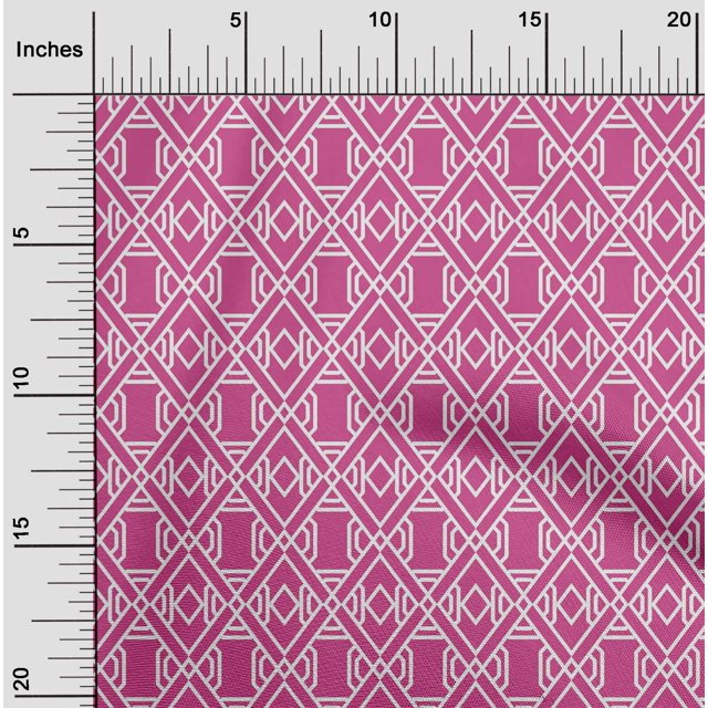 oneOone Cotton Cambric Fabric Check & Geometric Printed Fabric 1 Yard 56 Inch Wide