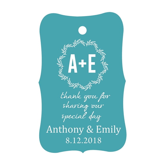 100 PCS Thank You for sharing our special day Custom Made Hang Tags Personalized Wedding Favor Gift Paper Tags