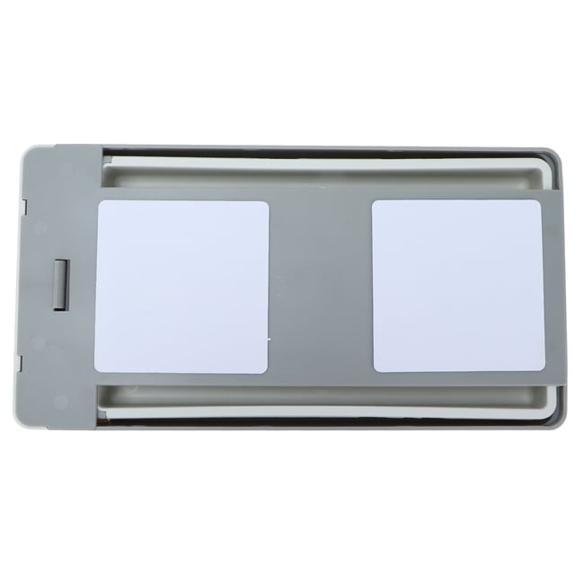 Desk Drawer Box by MeetCA, a durable under-desk drawer organizer made of high-quality ABS material. Measuring approximately 28.8cm x 14.9cm x 3.4cm (11.3in x 5.8in x 1.3in), it features a sleek grey design with a push-and-pull drawer mechanism and a buckle for secure closure. Equipped with self-adhesive backing for easy installation, it is ideal for storing stationery, remote controls, cosmetics, cables, and other small items. Suitable for use in offices, schools, bedrooms, and kitchens.