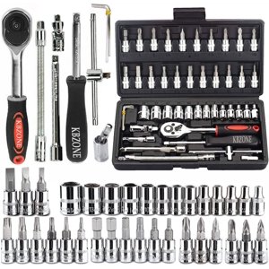46 Dans 1 Pcs Ensemble de clés combinées , Socket, voiture & Outil de réparation à main de vélo, kit à poignée longue 46pcs Boîte de réparation d'outils Combo pour encart - Kit de force, Ensemble d'outils , facile à utiliser, approprié