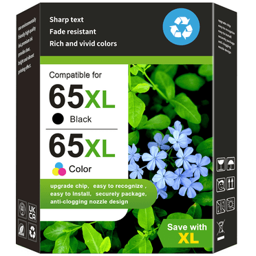 Encre 65TG Compatible pour Cartouche d'Encre HP 65 pour Imprimante DeskJet 3772 3755 3700 Envy 5055 5000 5010 (Lot de 2)