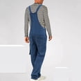 thumbnail image 4 of Mens Denim Bib Jean Loose Fit Overalls with Multi Pockets Jumpsuit Plus Size Fashion Adjustable Strap Breast Pocket Workwear Washed Denim Cargo Pants Romper Dark Blue XXXXL, 4 of 7