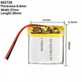 thumbnail image 2 of Batterie Li-Ion 3,7 V 750 mAh, Batterie Rechargeable au Lithium Polymère 652728, 2 of 6