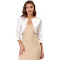 thumbnail image 1 of INSPIRE CHIC Boléro Cardigan en Satin Uni Élégant pour Femme, Ouvert à l'Avant, Manches 3/4, 1 of 5
