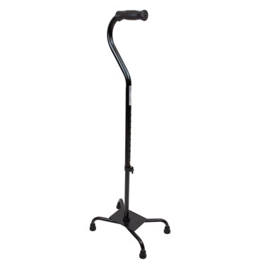 Dynarex Quad Canne Bariatrique, Grande Base, Offre un Soutien Maximal de la Mobilité dans une Aide à la Marche Stable à une Main, Capacité de Charge de 500 Livres, Noir, 1 Canne