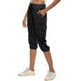 thumbnail image 1 of Innerwin Capri Pant High Waist Ladies Bottoms Workout Solid Color Buttons Decor Trousers Black S, 1 of 4