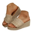 thumbnail image 1 of Mepaouo Sandales à Talon Compensé pour Femmes, à Enfiler, Espadrilles, Plateforme, Été, Plage, Marche, Chaussures à Semelle Plate, 1 of 7