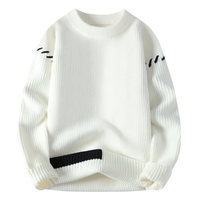 Pisexur Mens Sweater Casual Fashion Solid Color Ribbed Knit Sweaters Long Sleeve Crewneck Sweater Fall Winter Warm Oversized Pullover Sweaters Plus Size Sweaters M-4XL