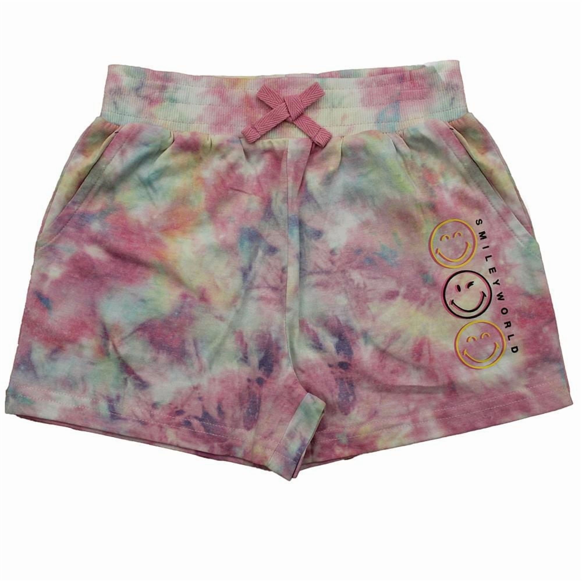 Girl's SmileyWorld® tie dye shorts.
