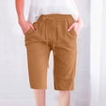 thumbnail image 2 of Timegard Womens Plus Size Shorts Elastic Waisted Drawstring Lightweight Casual Knee Length Shorts with Pockets, 2 of 5