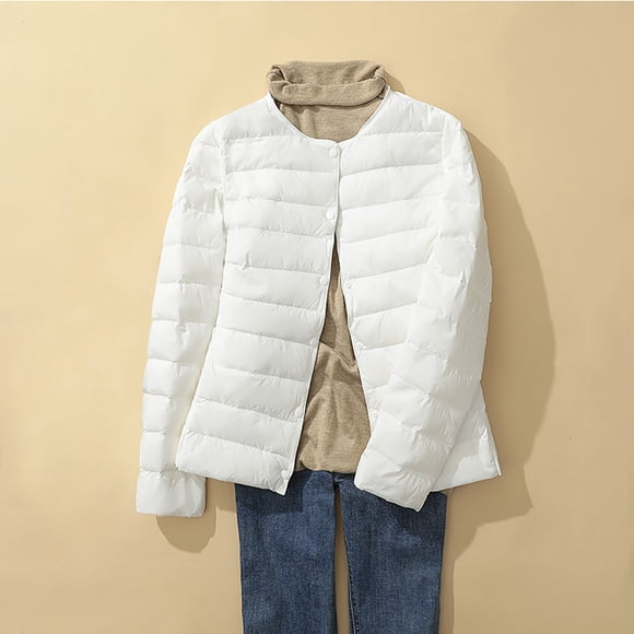 LOVZFMLL Jackets for Women's Puffer Jacket Long Sleeve Buttons Quilted Down Coat Winter With Pockets