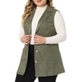 thumbnail image 4 of Agnes Orinda Veste Sans Manches pour Femme Grande Taille, Revers Cranté, Décontractée Utilitaire, Veste en Suède 3X Vert, 4 of 6