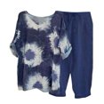 thumbnail image 2 of Ensemble d'Été Deux Pièces pour Femmes, Ensemble d'Été à Imprimé, T-Shirt à Manches Courtes à Col Rond + Pantalon à Double Poche, Ensemble Grande Taille en Liquidation, 2 of 5