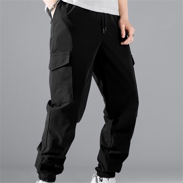 DPTALR Men's Drawstring Elastic Waist Solid Color Casual Length Pants