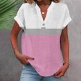 thumbnail image 2 of fatyb Womens Printed V Neck Tops Short Sleeve Button V Neck Tshirts Lightweight Summer Beach Blouses, 2 of 5