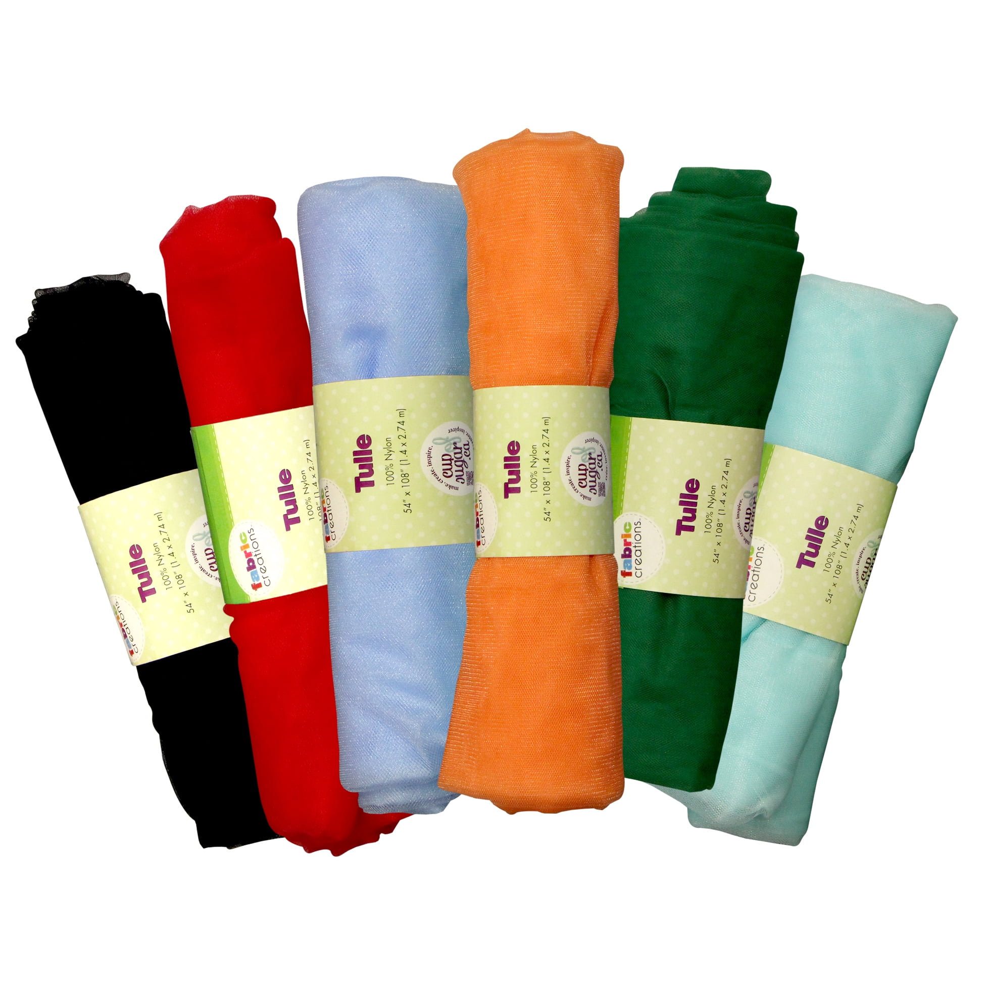 FABRIC CREATIONS Assorted Tulle Fabric - 137 cm (54 in) × 274 cm (108 in) (1.4 m (1.53 yd) × 2.74 m (3 yd)), 100 % Nylon, Assorted Colours