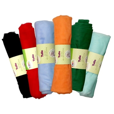 FABRIC CREATIONS Assorted Tulle Fabric - 137 cm (54 in) × 274 cm (108 in) (1.4 m (1.53 yd) × 2.74 m (3 yd)), 100% Nylon, Assorted Colours