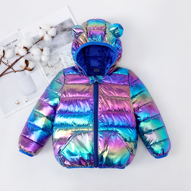 PatPat Toddler Boy/Toddler Girl 3D Ear Design Metallic Quilted Cotton-Padded Jacket