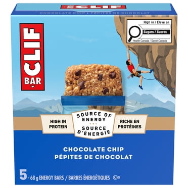 CLIF BAR Energy Bars, Chocolate Chip, Granola Bar, High in Protein, Contains 70% Organic Ingredients 5 Bars