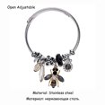 thumbnail image 3 of Femmes en Acier Inoxydable Cristal Papillon Breloques Bracelets Fil Câble Strass Disco Boule Ouvert Manchette Réglable Bracelet Bijoux, 3 of 4